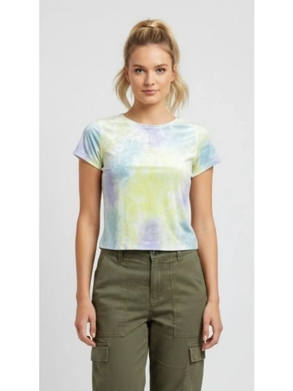 Free People Bright Eyes Velvet T-Shirt, Cloud Combo, XS